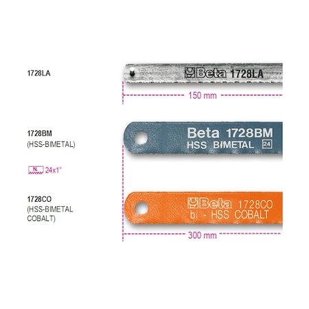 Beta 1728LA Blades for Hacksaw Frames 017280001